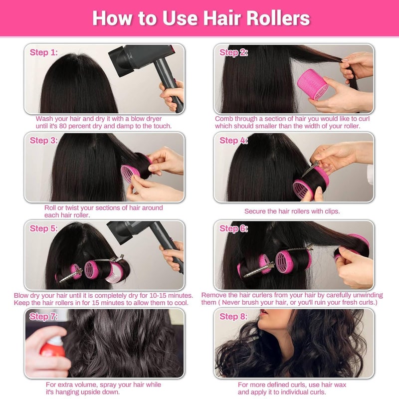 Audab 56 Pcs Hair Roller Set for Blowout Look, Long Medium Short Hair Volume; 30Pcs Rollers, 5 Sizes, 24 Pcs Clips, Storage Bag - Image 5